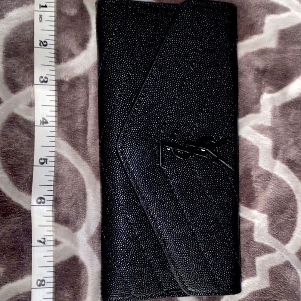 YSL LARGE FLAP WALLET IN GRAIN DE POUDRE EMBOSSED LEATHER